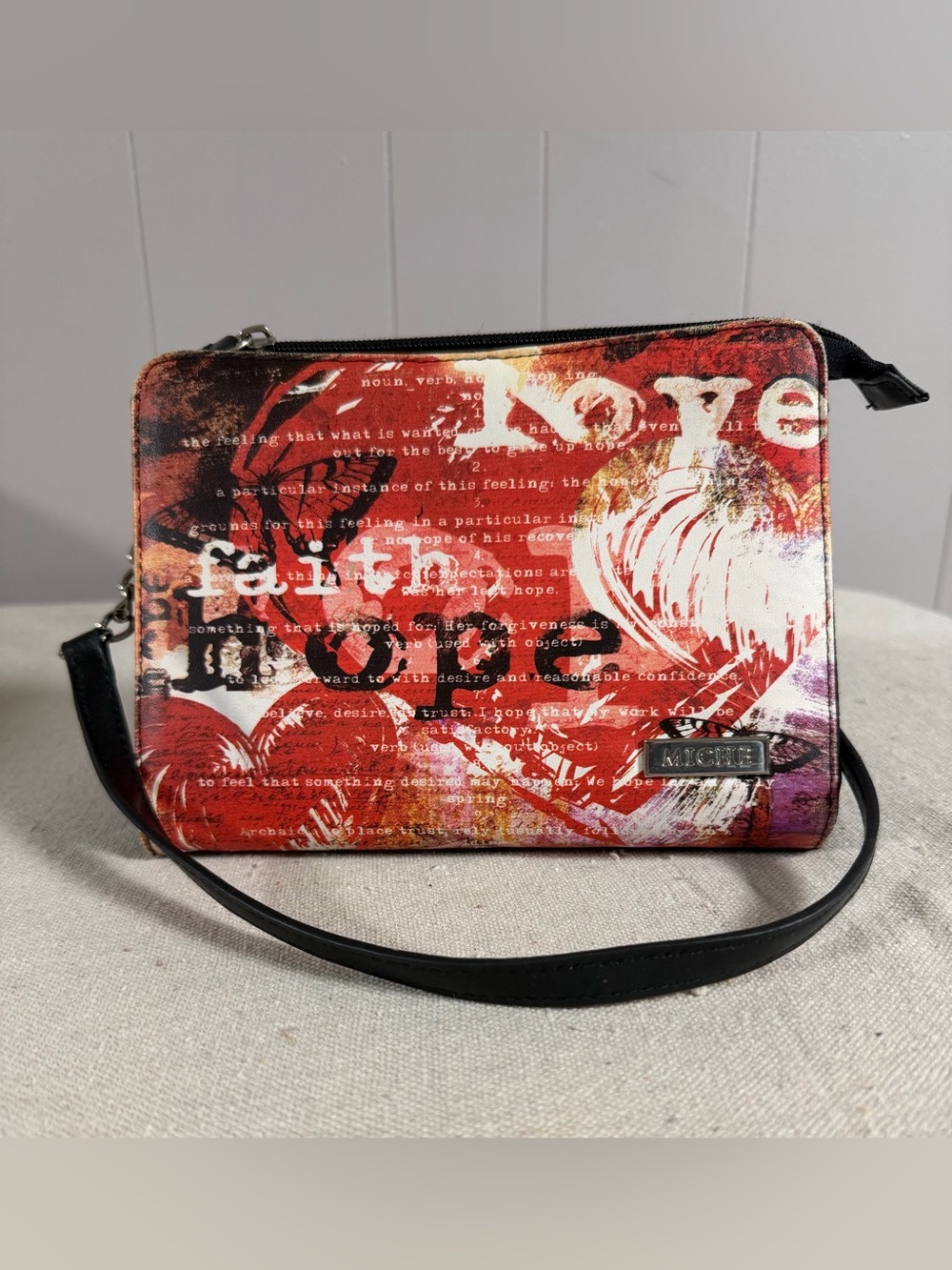 Miche Red, Black & White HOPE Petite HandBag with Black Strap